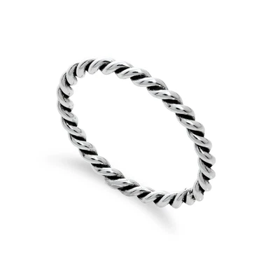 £7.65 • Buy Sterling Silver 2mm Stacking Twisted Rope Ring Sizes I - U Rings