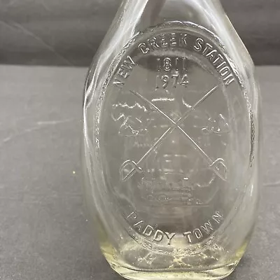 VTG New Creek Station Paddy Town M Glass Bottle Centennial Clear Keyser W VA 74 • $34