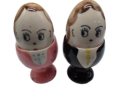 Vintage Victoria Ceramic ANTHROPOMORPHIC Egg Shape Salt & Pepper Shaker Japan • $7.99
