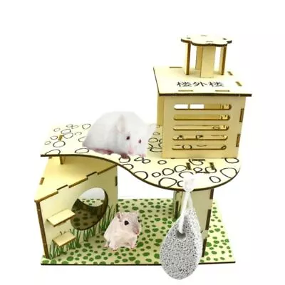 Wooden Hamster House Cage Accessories Degu Rat Rodents Rabbit Gerbil Mouse Home • $18.56