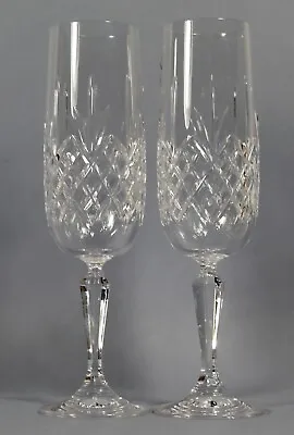 Edinburgh Crystal Kenmore 2 X Champagne Flute Glasses Signed 1st 20.55cm A • £24.99