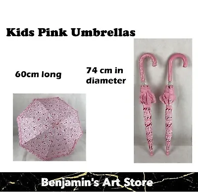 $14.89 • Buy Au 2x Childrens Kids Pink Umbrella Butterfly Pattern Colourful Auto Open 