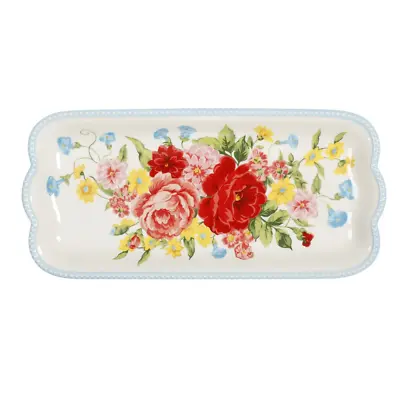 Sweet Rose Ceramic Platter – 14.17 White Stoneware By The Pioneer Woman • $16.99