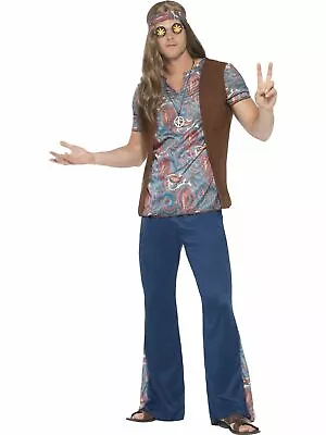 Orion Hippie Costume Mens Hippy Retro 60s 70s Disco Fancy Dress Woodstock Groovy • $33.95