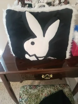 Playboy Square Pillow Black/White Rabbit Head  • $30