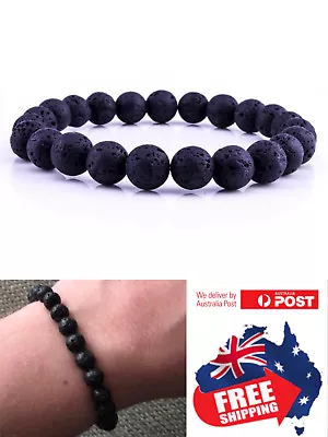 $4.95 • Buy New 8mm Natural Oil Diffuser Chakra Black Lava Bracelet Natural Healing Bead 1pc