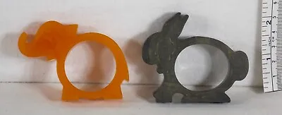 2 Vintage Bakelite Animal Figure Napkin Rings 1 Bunny Rabbit 1 Elephant Bakelite • $49.99