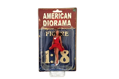 70's LADY WOMAN FEMALE In RED FIGURE VIII AMERICAN DIORAMA 1:18 GIRL 4  Figure • $8.59
