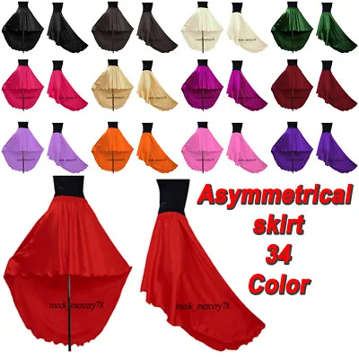 Satin Belly Dance Asymmetrical Hem Skirts High Low Skirts Mullet Women Skirt S47 • $21.38