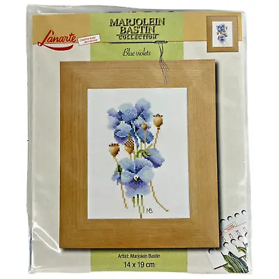 Lanarte Marjolein Bastin Collection Blue Violets Cross Stitch Kit 14 X 19 CM 5x7 • $29.94