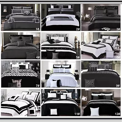 1000TC Hotel Trim Stripe Quilt Cover Black White Grey Duvet Cover Set /Options • $19