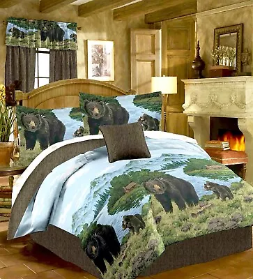 BLACK BEAR CUBS Comforter Set  Sheet Set Rustic Cabin Lodge PILLOW NOT INCLUDED • $109.99