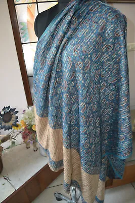 Warm Gift Yak Wool Shawl Handmade Reversible Design Jamavar Wrap Unisex • $45