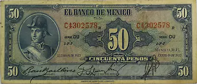 1953 Mexico 50 Fifty Pesos Banknote Currency Note C4302578 DU • $9.99