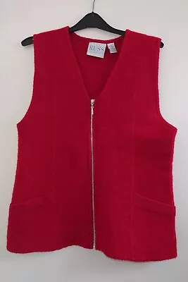 Vintage Liz Claiborne RED Sweater Vest Womens SZ Large 100% WOOL Zip Front  • $16.15