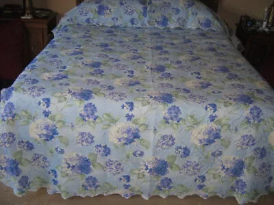 Matelasse Coverlet Cotton Bedspread Queen & 2 Shams Hydrangeas Domestications • $89