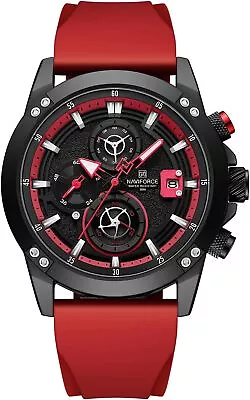 NAVIFORCE Men's Sport Quartz Watches Chronograph Luminous Auto Calendar Silicone • $22.99