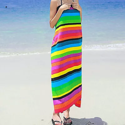 Extra Large Striped Microfibre Lightweight Beach Towel Quick Dry Travel Towel • $11.39