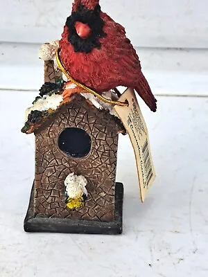 Cornerstone Creations Vintage  Ceramic Cardinal Sitting On Birdhouse Figurine 4  • $14.99
