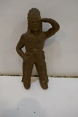 Vintage Cast Iron Coin Savings Bank Standing Indian Chief Still Bank • $24.95