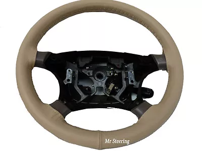 Fits Vauxhall Vectra B Real Beige Italian Leather Steering Wheel Cover 1995-2002 • $35.19