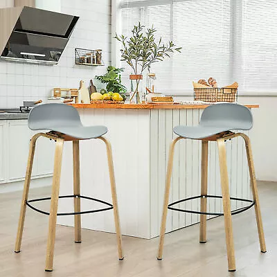 £59.49 • Buy 2 Pcs Counter Breakfast Dining Bar Chairs Kitchen Island High Stools W/ Footrest