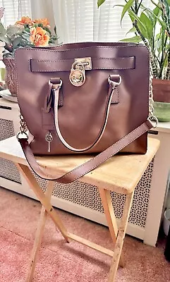 MICHAEL KORS Large Hamilton East West Satchel Bag Luggage Brown Leather • $59.99