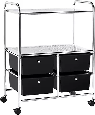 Rolling Storage Cart With 4 Drawers 2 Shelves Plastic Trolley On Wheels For Home • $78.99