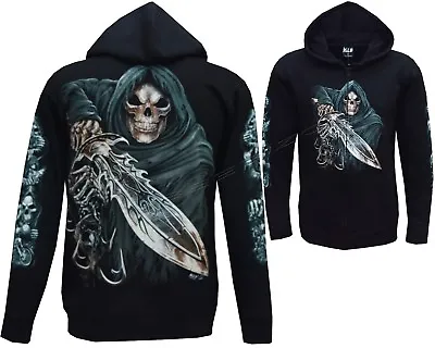 £25.99 • Buy Grim Reaper Sword Glow In Dark 100% Cotton Zip Zipped Hoodie Hoody Jacket M-3XL