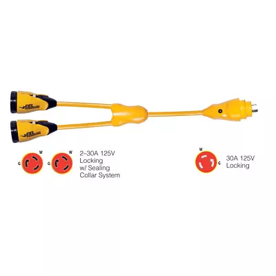 Marinco Y30-2-30 EEL (2)30A-125V Female To (1)30A-125V Male  Y  Adapter - Yellow • $237.42