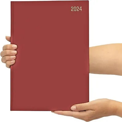 2024 Diary A4 Week To View Diary Office Full Year Planner Hardback Red • £3.99