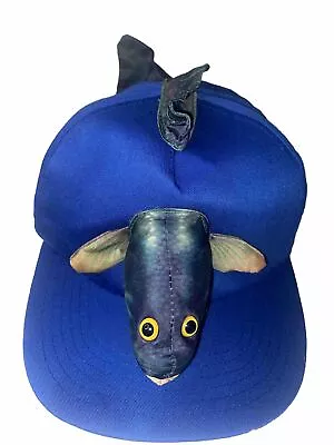 Vintage Rare Fish Head Fishing Blue Cap Hat Snapback • $15.88
