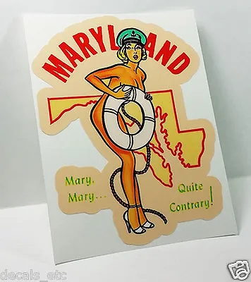 MARYLAND Nautical Pinup Vintage Style Travel Decal Vinyl Sticker Luggage Label • $4.69