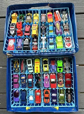 Vintage Lot Of 48 Diecast Hot Wheels Matchbox With Tara Car Case & Trays • $11.50