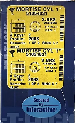 Mul-T-lock Mortise Cylinder 1” S.BRS 206S Profile Secure By Interactive W/ 3 Key • $120