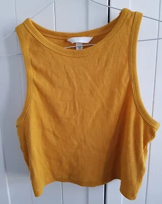 Ladies Mustard Yellow Ribbed Crop Top Vest Top Size M • £3.99