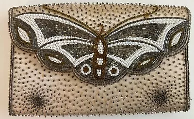 Vintage Beaded BUTTERFLY Evening Purse ~ Beautiful For Display ~ M. Yamamoto • $21