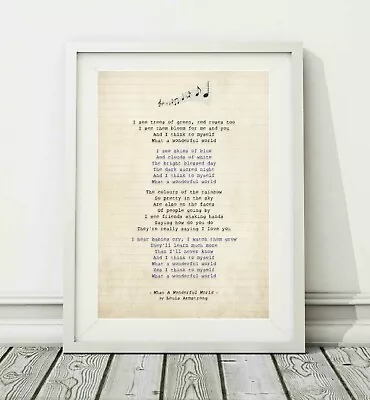 Louis Armstrong - What A Wonderful World - Song Lyric Art Print - Sizes A4 A3 • £6.95