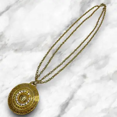 Versace Necklace Gold W Chain Medusa Big Pendants Rare Unisex Accessories Auth • $308.79