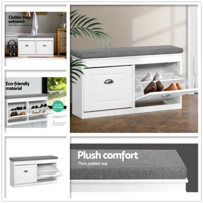 $128 • Buy Shoe Cabinet Bench Shoes Organiser Storage Rack White Shelf Cupboard Box New AU