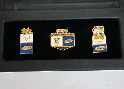 Olympic Games Nagano 1998. Rare Limited Set Of 3 Samsung Pins In Leather Case!!! • $99