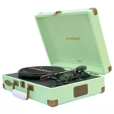 $149 • Buy Mbeat Woostock 2 Retro Bluetooth Music Vinyl Turntable Record Player Tiffany GRN