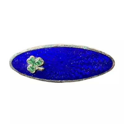 Antique Shamrock Pin Brooch Blue Basse Taille Enamel Mizpah Hibernians AOH • $22.99