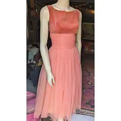 XS Vintage 50s Pink Velvet Tulle Party Dress W:24 • $70