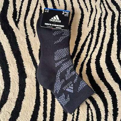 Adidas ClimaLite Cushioned High Quarter Socks 2 Pairs Black Grey Men’s  6-12 • $20