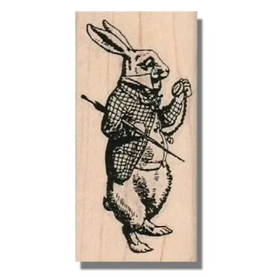 ALICE IN WONDERLAND Rubber Stamp White Rabbit With Watch Mad Hatter Tea Party • $9.74