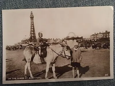 £4.99 • Buy Donkey Ride On The Sands Blackpool Vintage Postcard