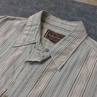 Marlboro Classics Shirt 2XL XXL Green Striped  Western Vintage Long Sleeve • $16.99