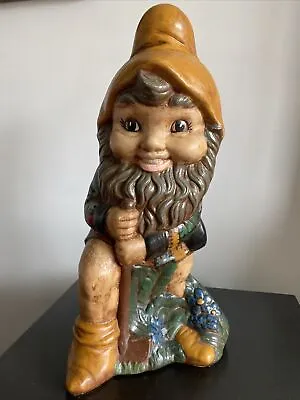 Vintage 18” Garden Gnome Standing With Ax  Hand Painted • $45.95