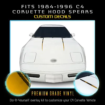 For 1984-1996 C4 Corvette Hood Spears Stripes Trim Vinyl Decals - Chrome Mirror • $18.95